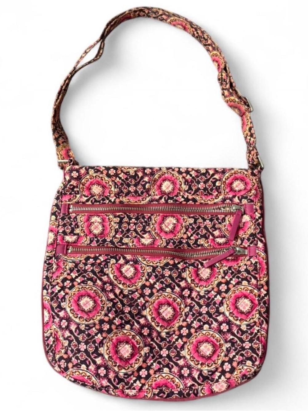 Vera Bradley Pink and Black Quilted Shoulder Bag